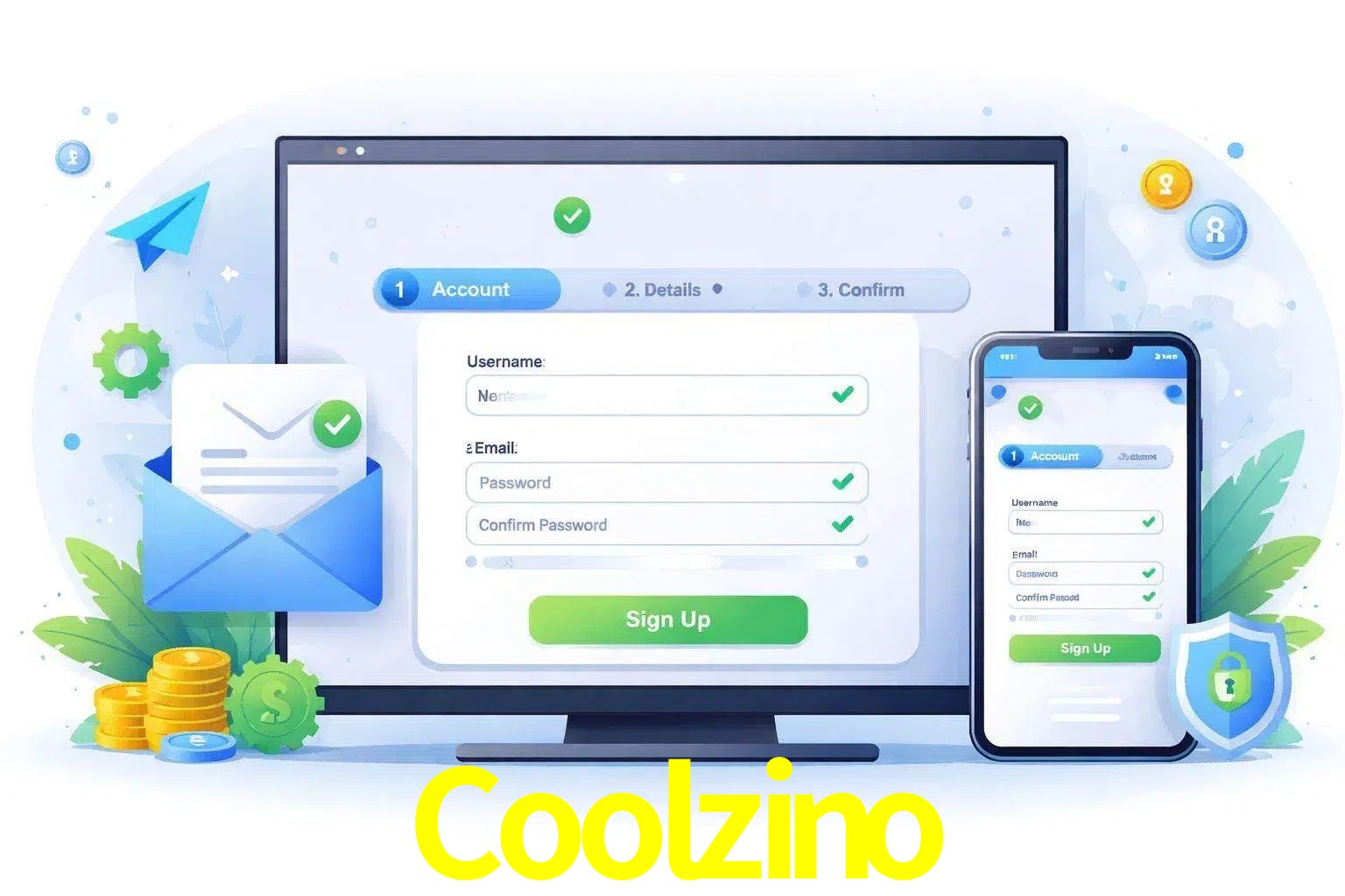 Registro de nuevo usuario y configuración de cuenta Coolzino